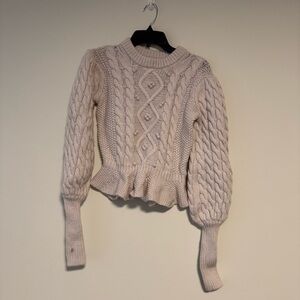 Joie Wool Cropped Ivory Peplum Sweater